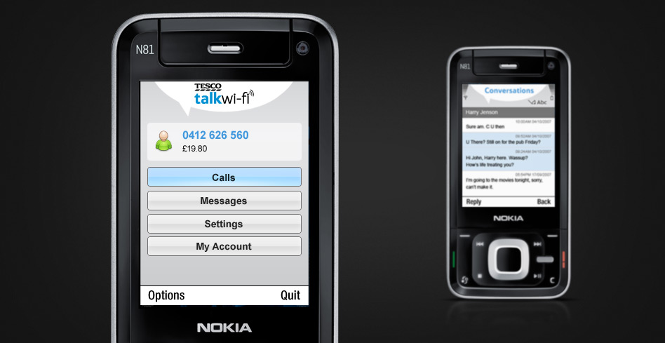 Tesco Talk Wi-Fi allows people to use their mobile phone to make VoIP calls. I designed the interface for the software.